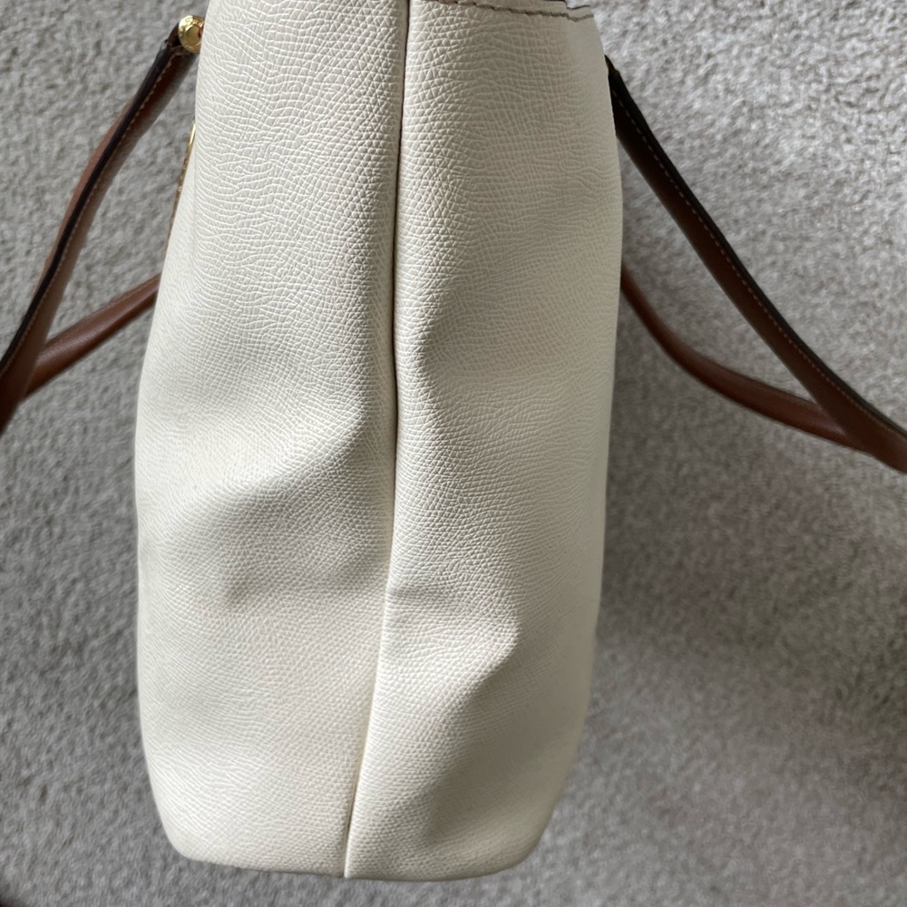 Tumi Cream and Brown Leather-Trim Tote Bag - Picture 8 of 16